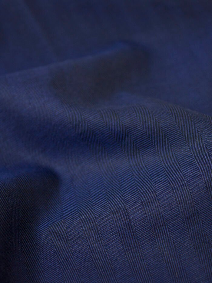 Midnight Blue Herringbone | Premium Cotton Shirt Fabric
