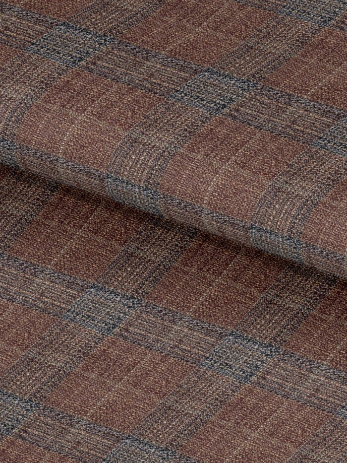Burgundy Charcoal Checks Wool & Linen Premium Suit Fabric