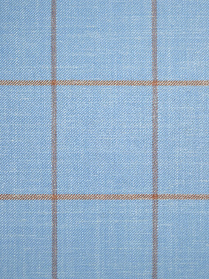 Classic Sky Blue Checks | Premium Wool & Linen Vest Fabric