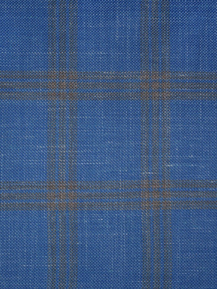 Classic Ocean Blue Checks | Premium Wool & Linen Vest Fabric