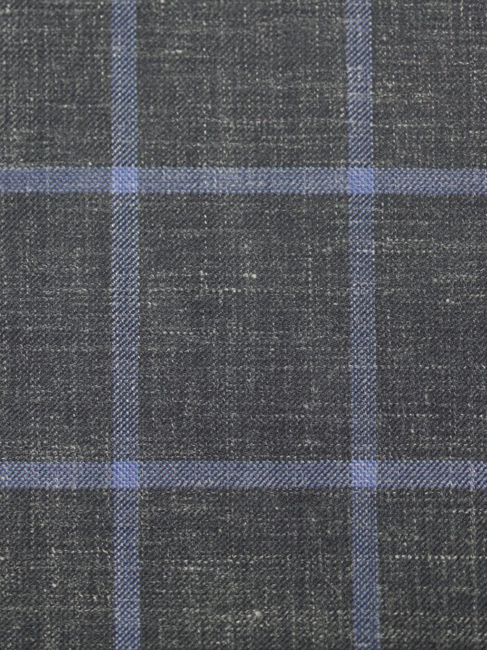 Classic Charcoal Grey Checks | Premium Wool & Linen Vest Fabric