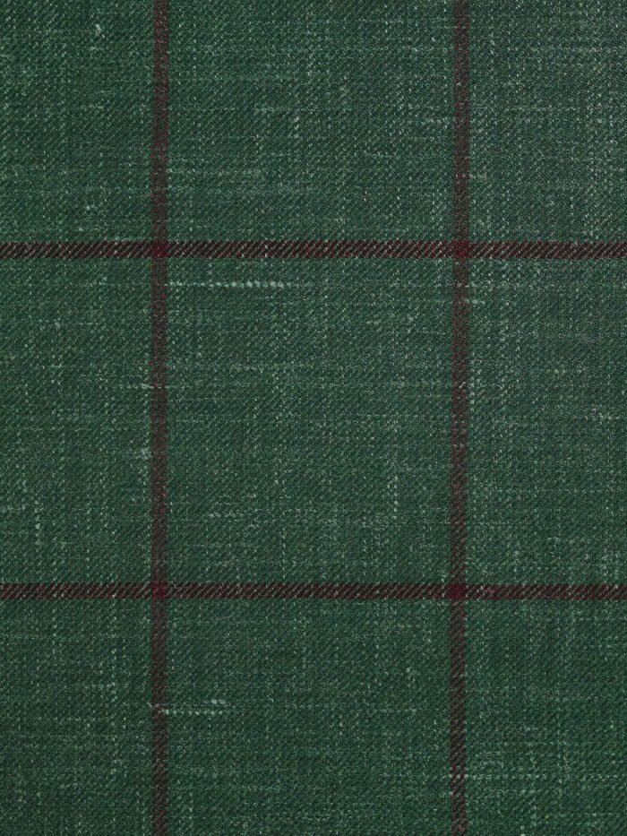 Classic Forest Green Checks | Premium Wool & Linen Vest Fabric