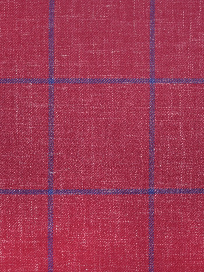 Classic Bright Pink Checks | Premium Wool & Linen Vest Fabric