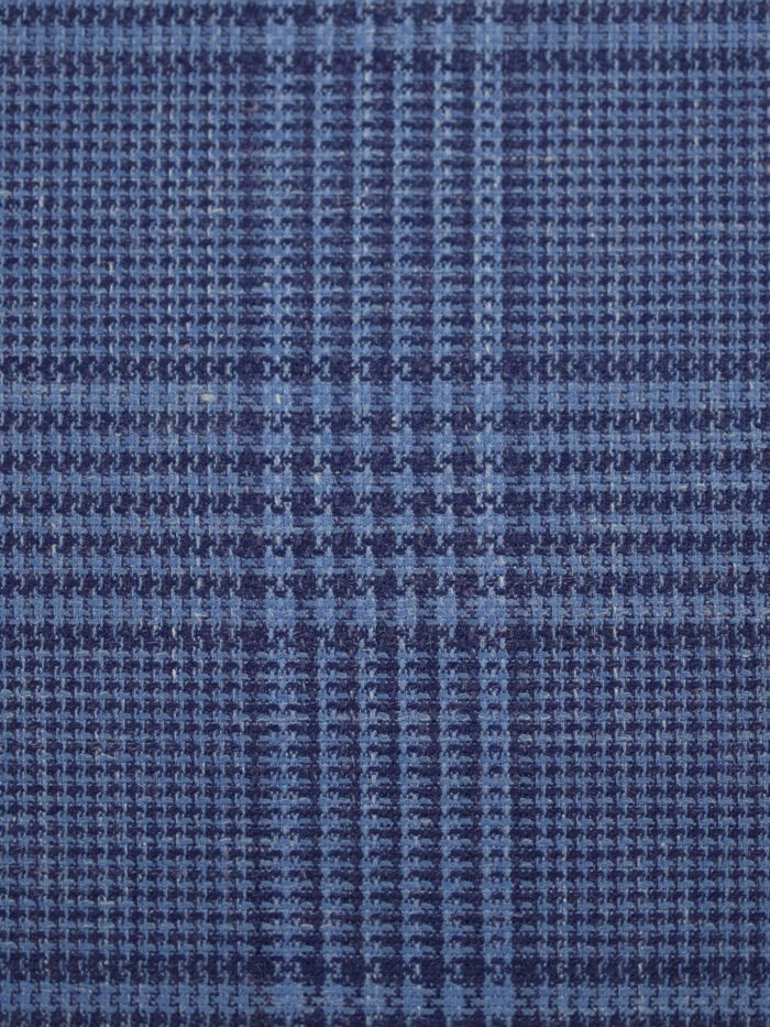 Classic Blue Checks | Premium Wool & Linen Vest Fabric