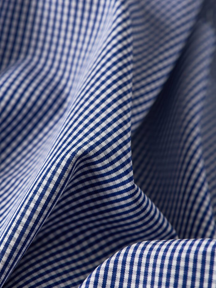 Classic Ocean Blue Small Checks | Premium Cotton Shirt Fabric