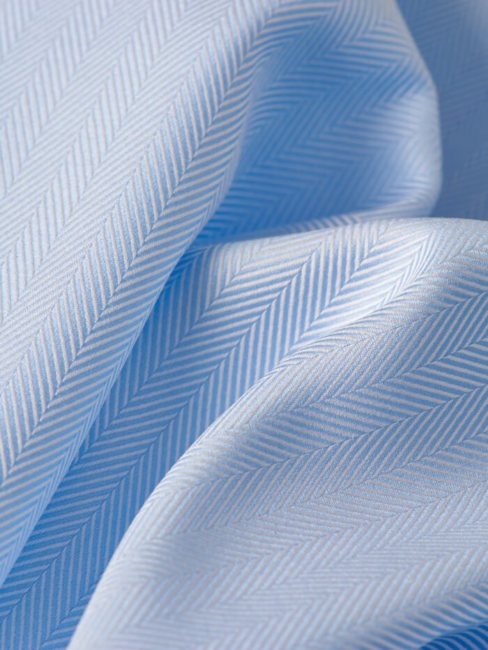 Classic Sky Blue Herringbone | Premium Cotton Shirt Fabric