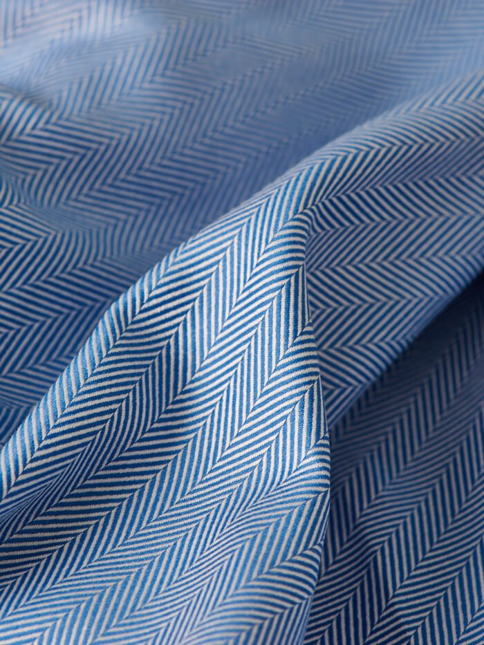Classic Blue Herringbone | Premium Cotton Shirt Fabric