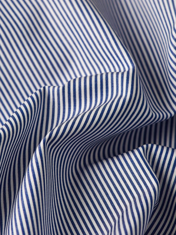 Classic Dark Blue Thin Stripes | Premium Cotton Shirt Fabric