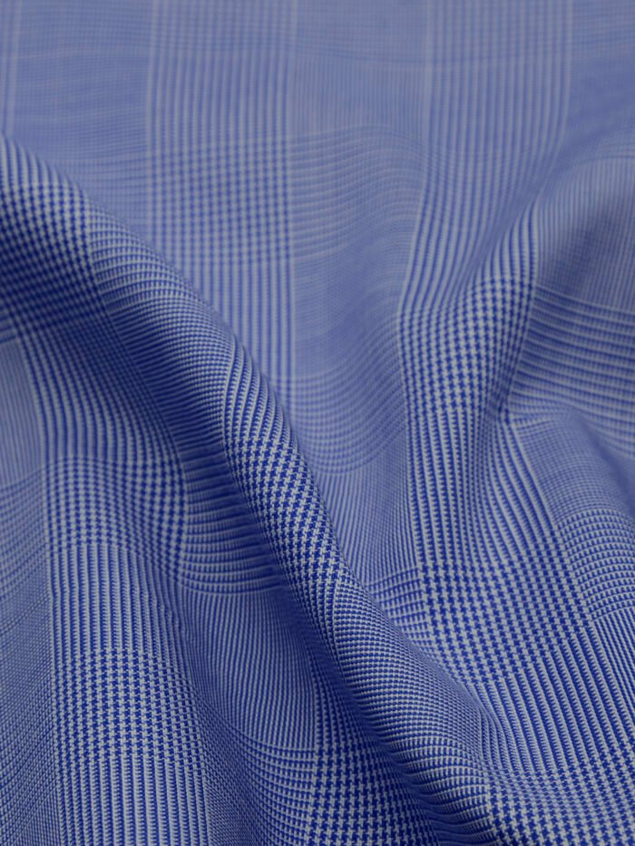 Classic Ocean Blue Gingham Checks | Premium Cotton Shirt Fabric