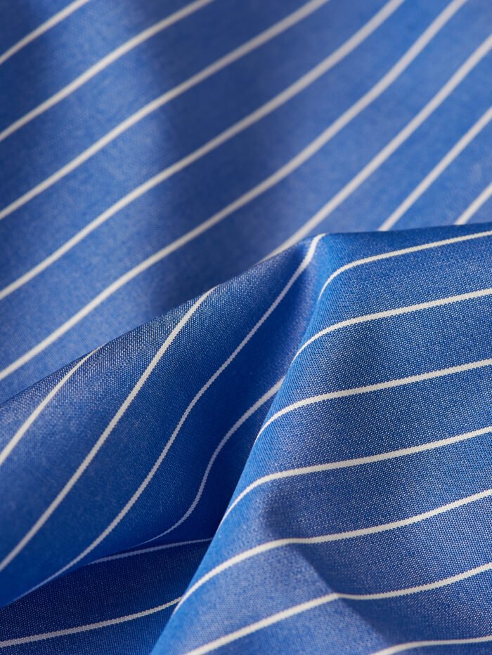 Classic Ocean Blue Stripes | Premium Cotton Shirt Fabric