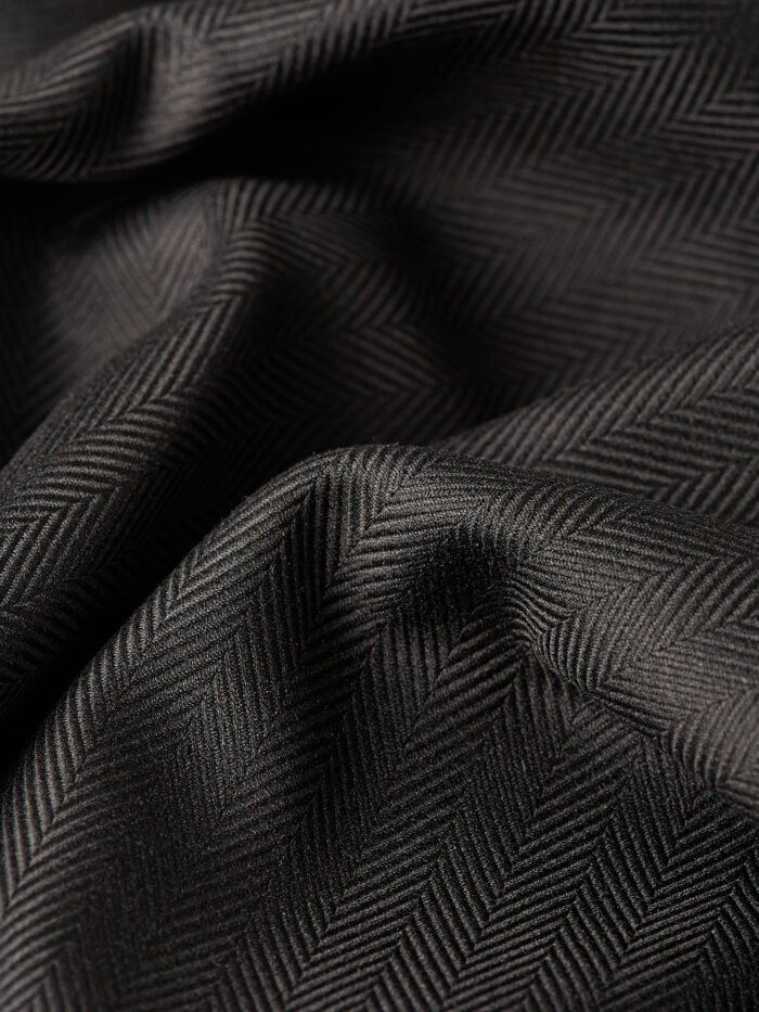 Classic Black Herringbone | Premium Cotton Shirt Fabric