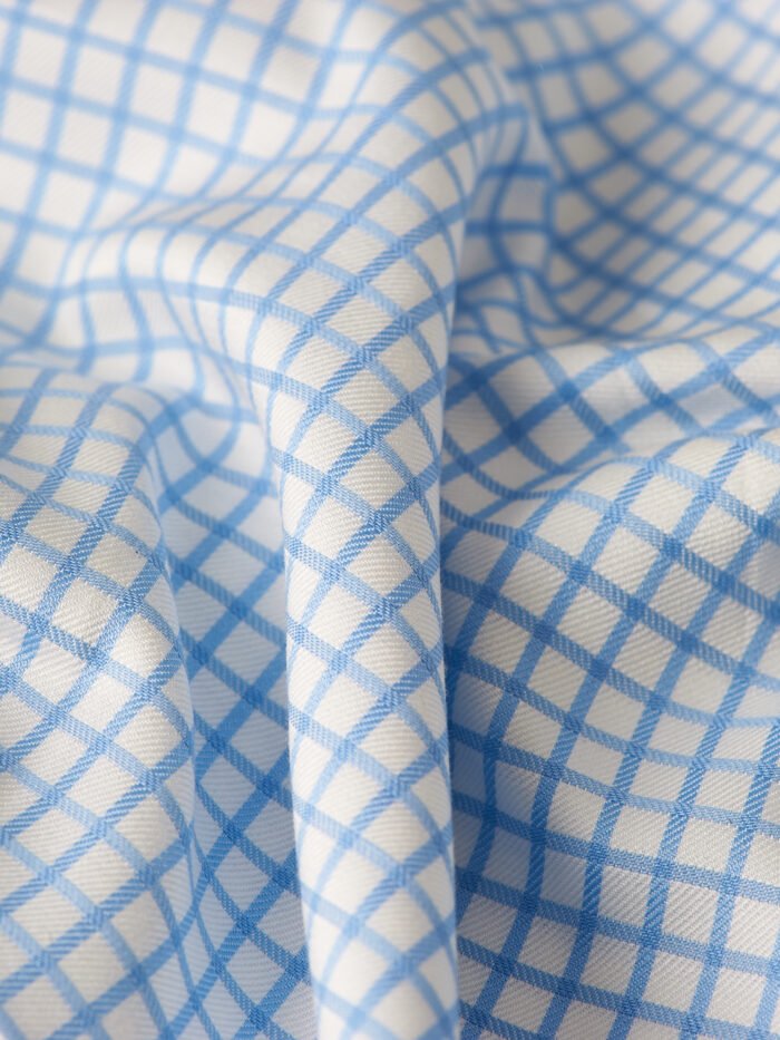 Classic Light Blue Checks | Premium Cotton Shirt Fabric