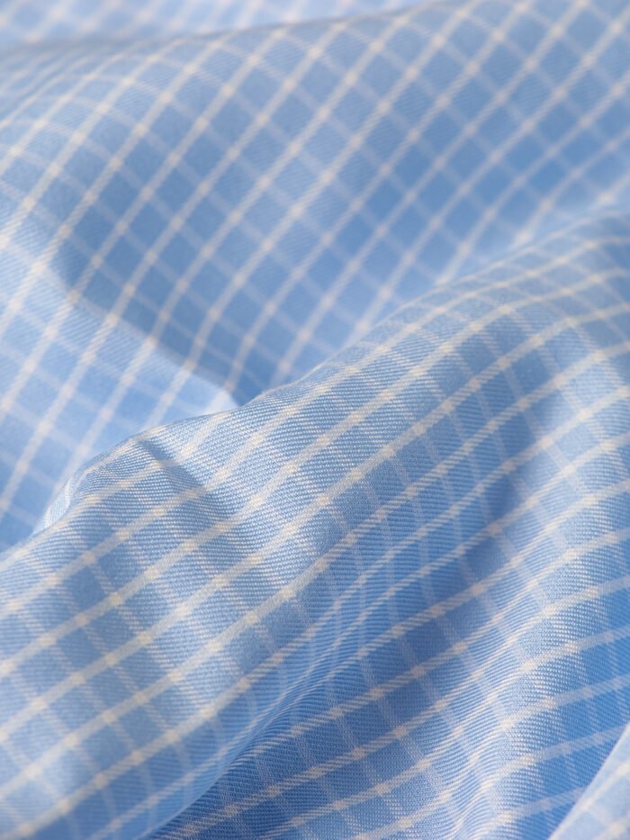 Classic Sky Blue Checks | Premium Cotton Shirt Fabric