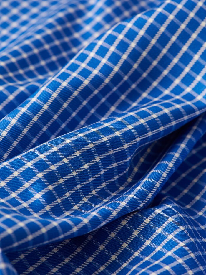 Classic Ocean Blue Checks | Premium Cotton Shirt Fabric